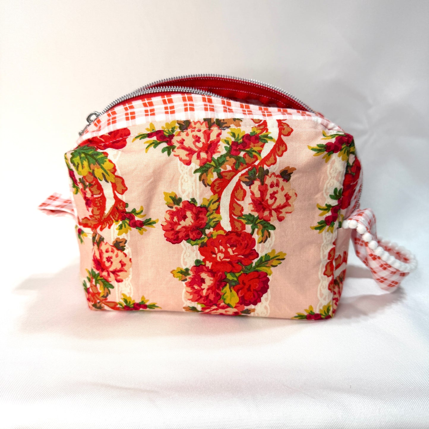 Makeup Bag/Boxy Pouches - Red Lace **Trial Bag**