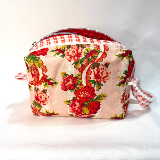 Makeup Bag/Boxy Pouches - Red Lace **Trial Bag**