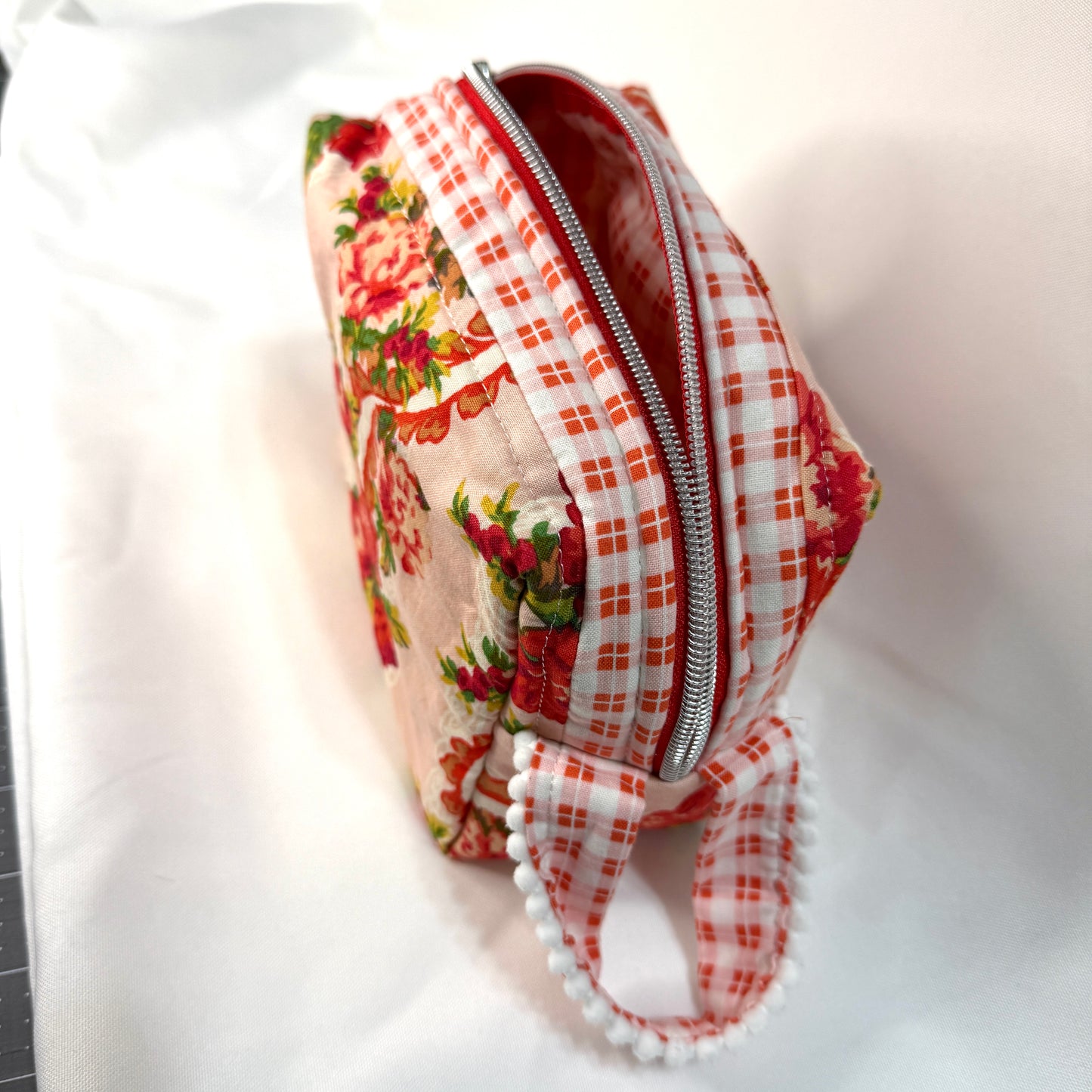 Makeup Bag/Boxy Pouches - Red Lace **Trial Bag**