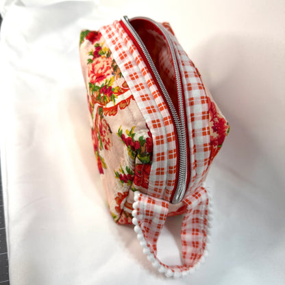 Makeup Bag/Boxy Pouches - Red Lace **Trial Bag**