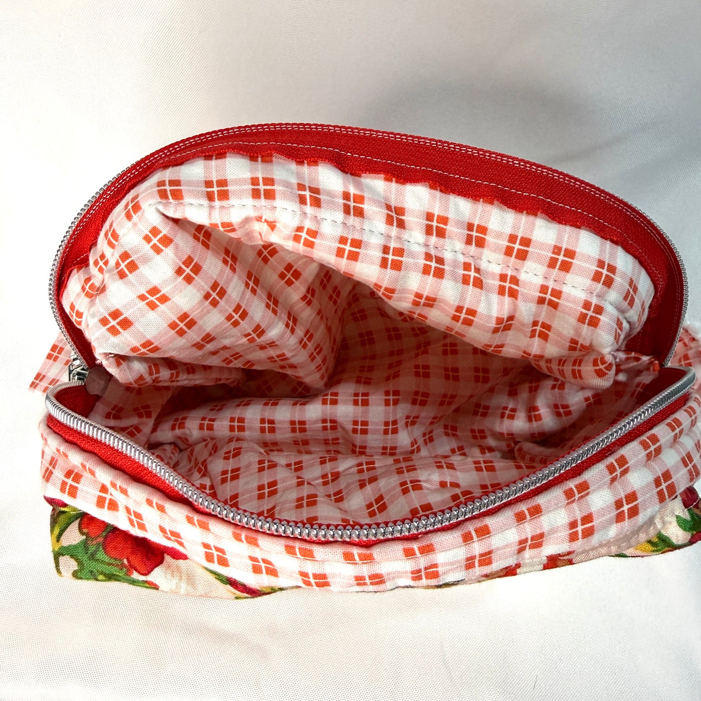 Makeup Bag/Boxy Pouches - Red Lace **Trial Bag**