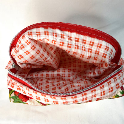 Makeup Bag/Boxy Pouches - Red Lace **Trial Bag**