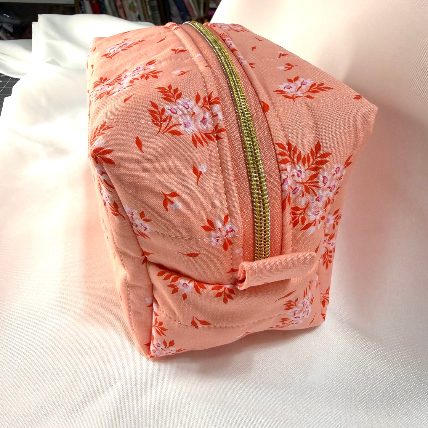 Makeup Bag/Boxy Pouches - Peachy Floral