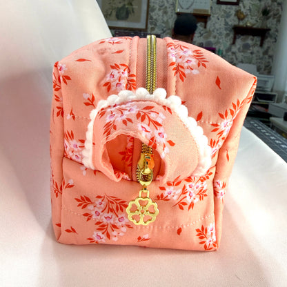 Makeup Bag/Boxy Pouches - Peachy Floral