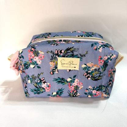 Makeup Bag/Boxy Pouches - Periwinkle Floral