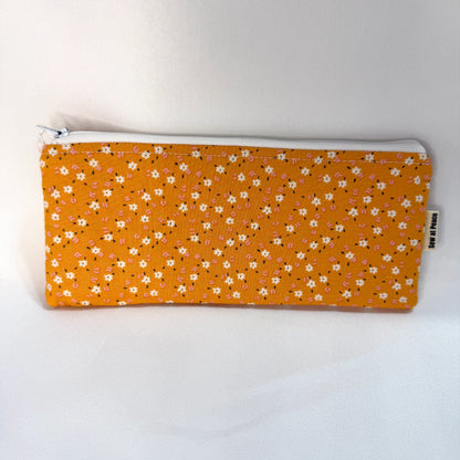 Pencil Case/Flat Pouch - Orange Daisy