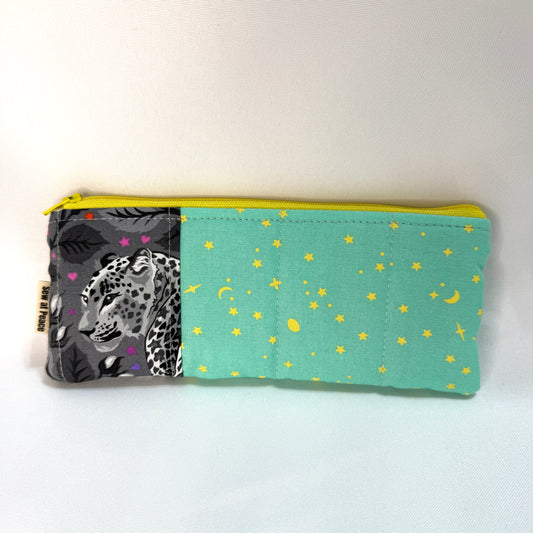 Pencil Case/Flat Pouch - Leopard Stars and Moons