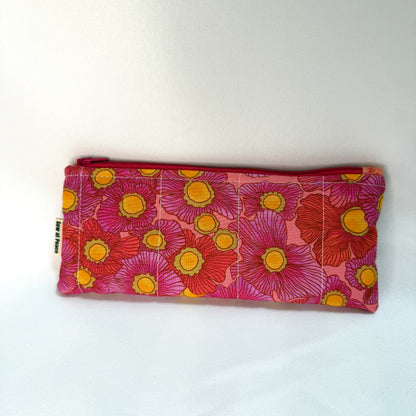 Pencil Case/Flat Pouch - Multi-Pink Floral