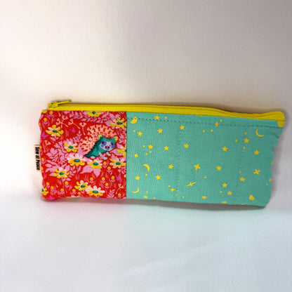 Pencil Case/Flat Pouch - Hedgehog Patchwork