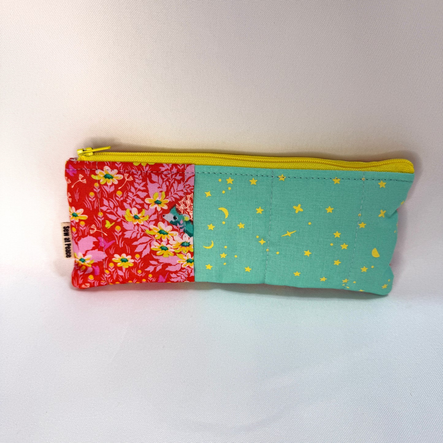 Pencil Case/Flat Pouch - Hedgehog Patchwork