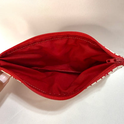 Pencil Case/Flat Pouch - Striped Red Floral