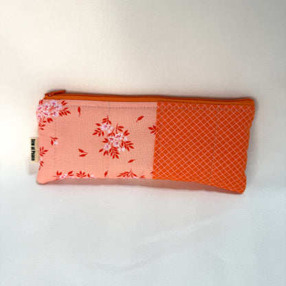Pencil Case/Flat Pouch - Peachy Floral Patchwork