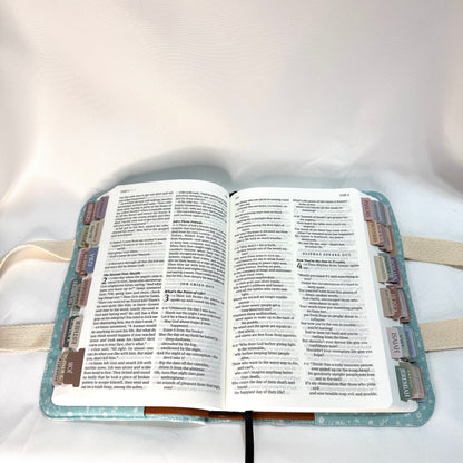 Bible Cover - Upcycled Vintage Quilt with Cross Stitched Flower Bouquet