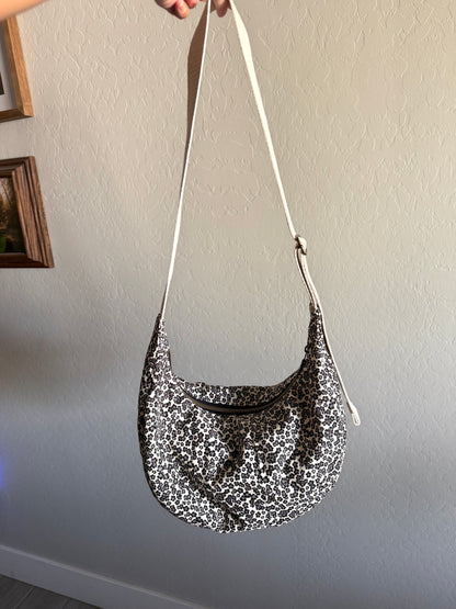 Crescent Bag - Black Floral