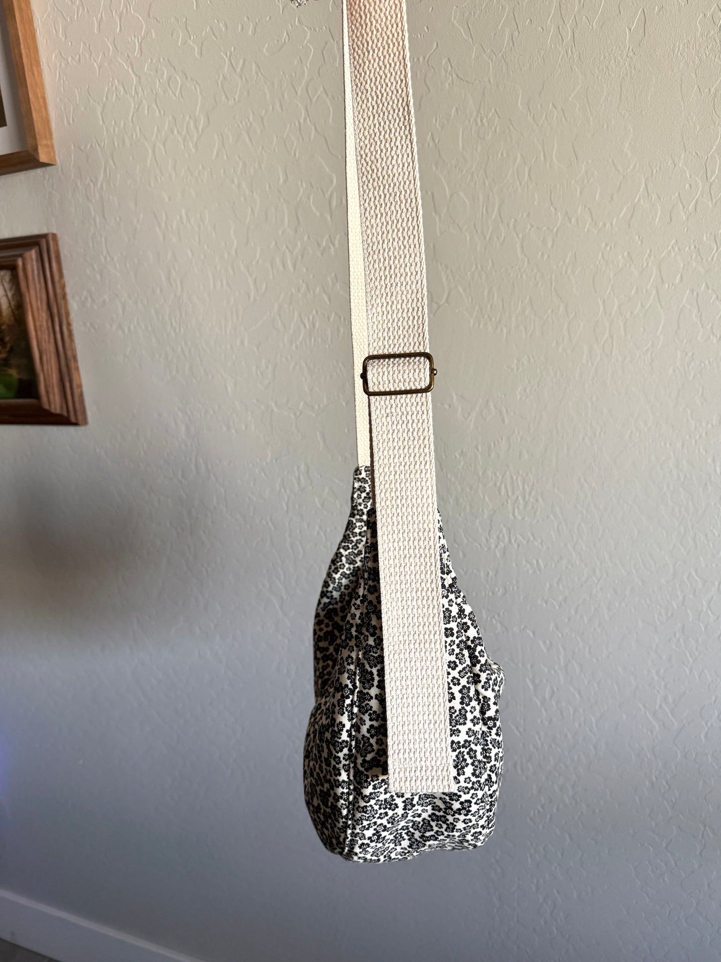 Crescent Bag - Black Floral