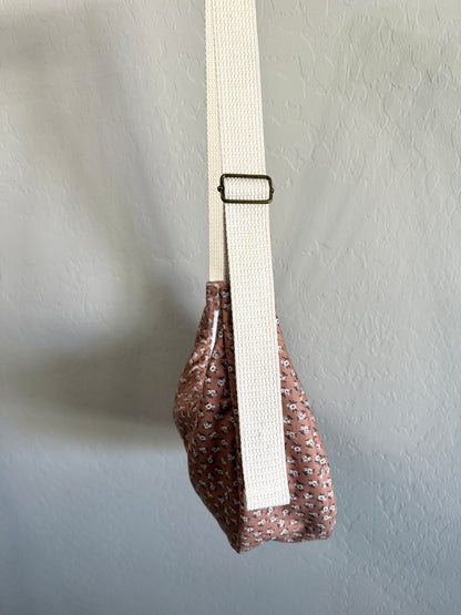 Crescent Bag - Brown & White Floral