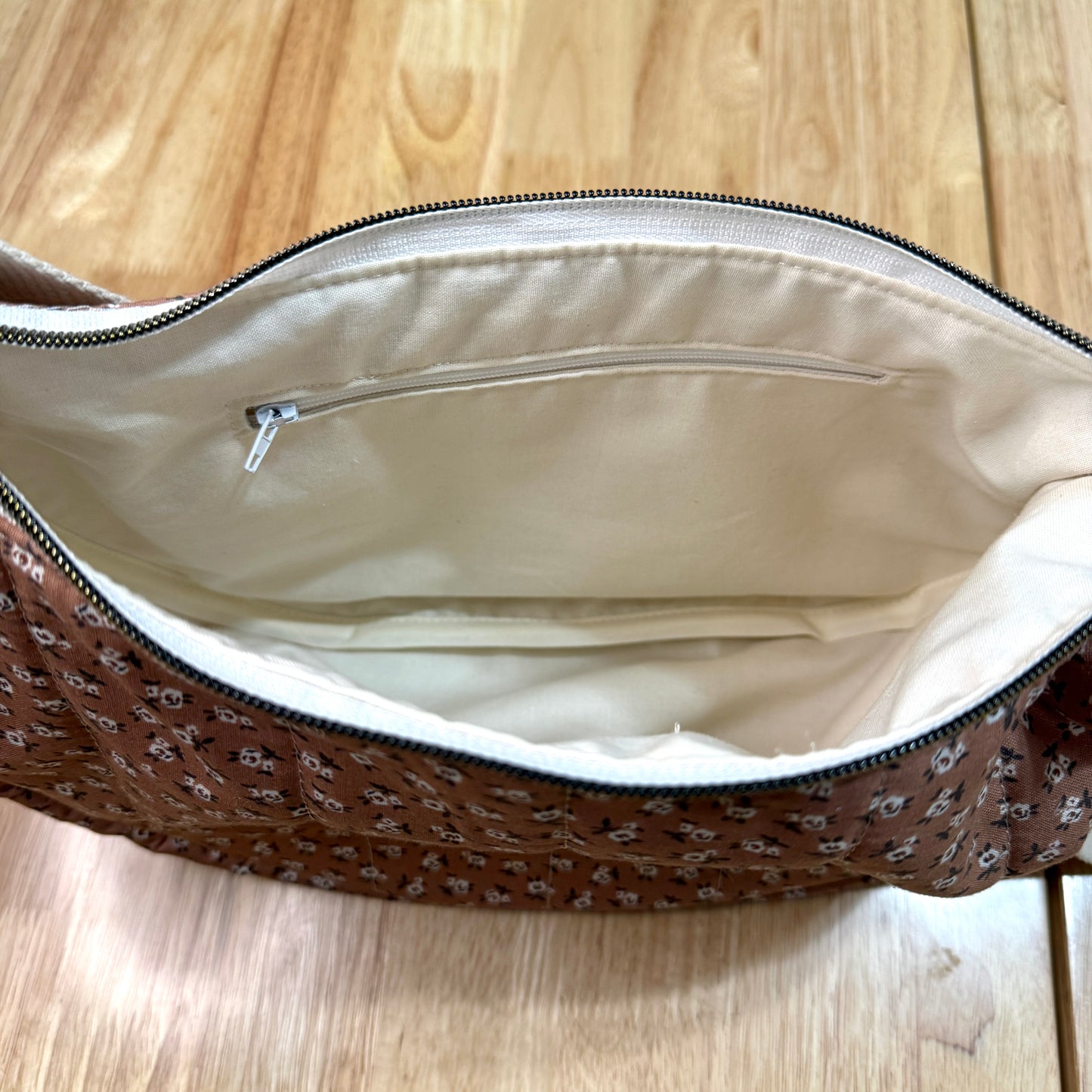 Crescent Bag - Brown & White Floral