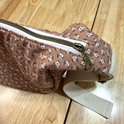 Crescent Bag - Brown & White Floral