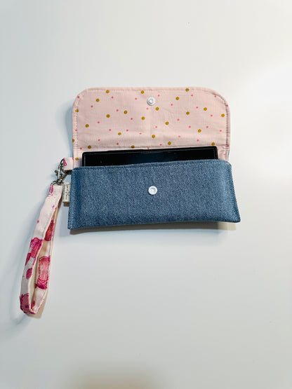 Upcycled Denim Cell Phone Clutch Wallets