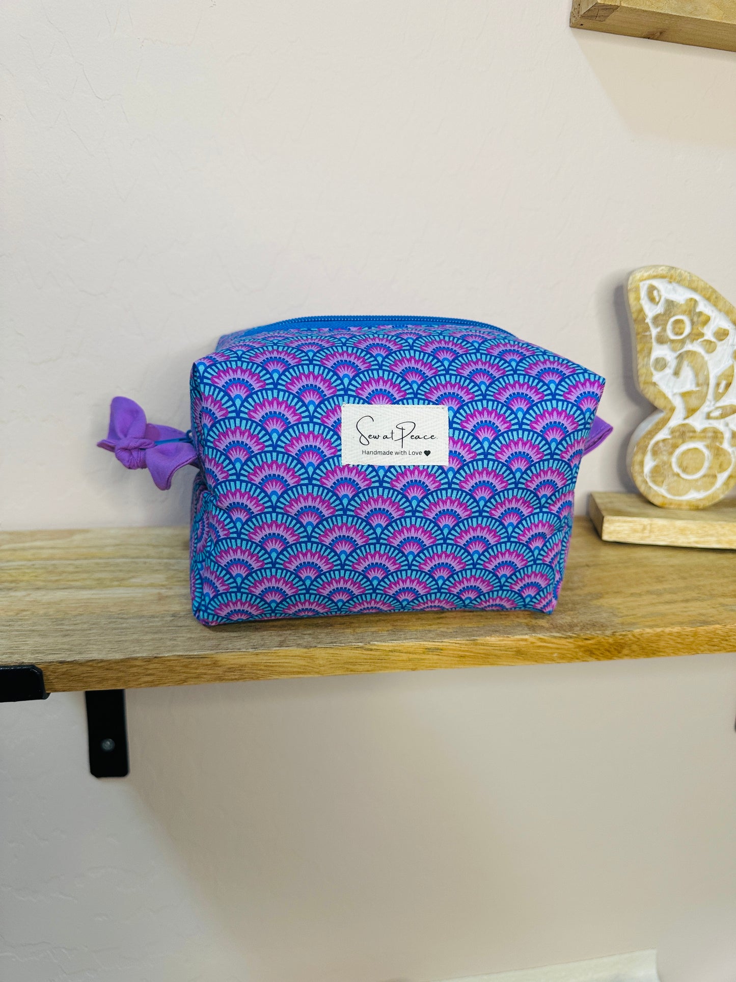 Makeup Bag/Boxy Pouches - Purple and Blue Scallops