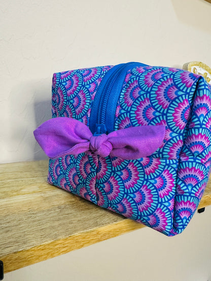 Makeup Bag/Boxy Pouches - Purple and Blue Scallops